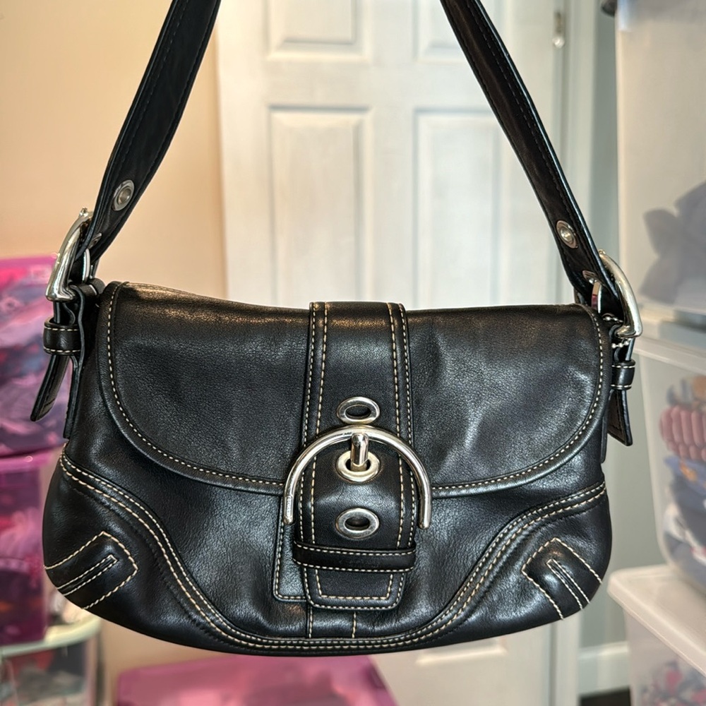 black leather coach bag, great condition!